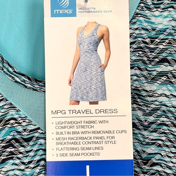NWT MPG Travel Dress Teal and Black Patterned Athletic Dress Size Large - Picture 9 of 10